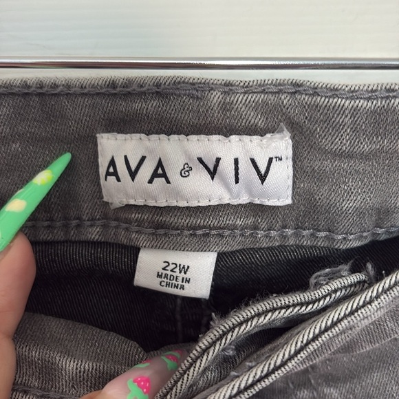 Ava & Viv High Rise Skinny Jeans Gray Size 22 - Picture 5 of 6